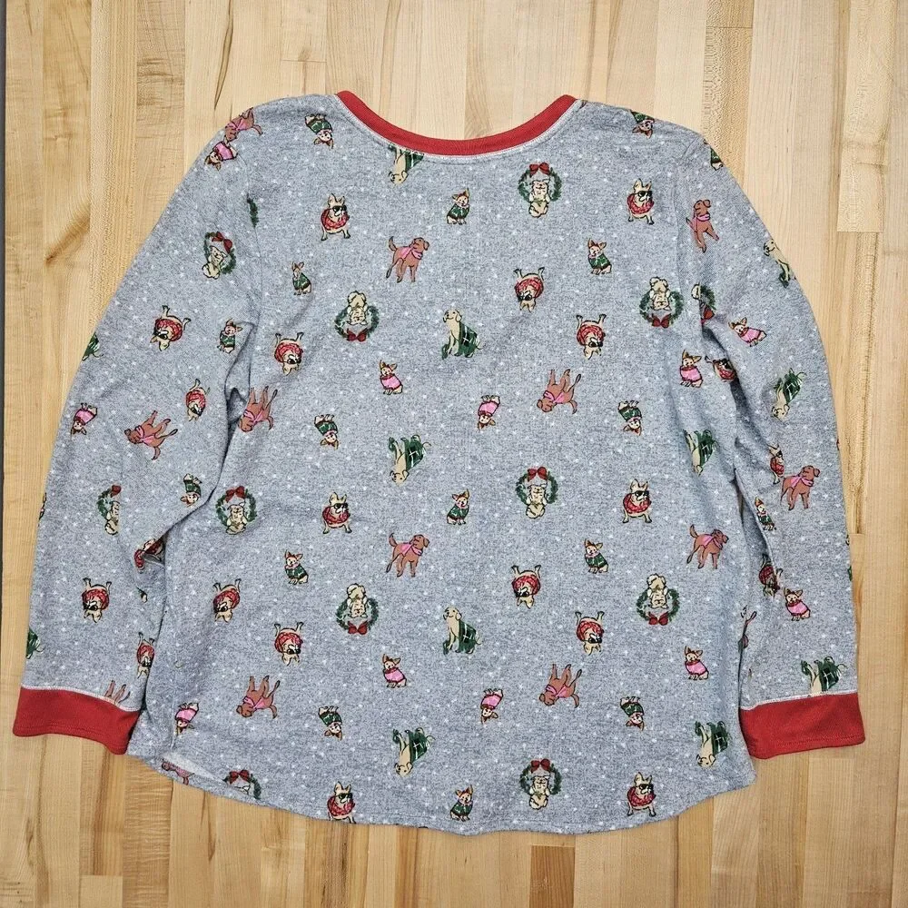 Men's Cuddl Duds Holiday Dogs XL Fleece Pj Shirt Top Christmas Family Matching - Picture 6 of 6